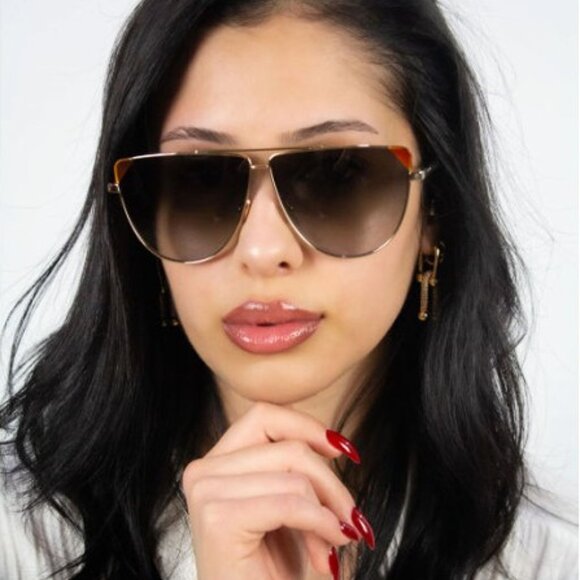 Victoria Beckham VB239S 230 Sunglasses Brown Aviator Frame, Brown Lenses - Picture 8 of 11